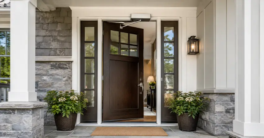 residential automatic door opener installed on exterior entry door in Delaware