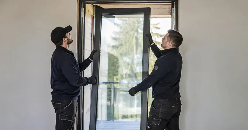 new glass panel being fitted into door frame in Delaware