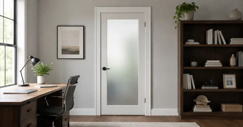 frosted interior door installed in home office in Delaware