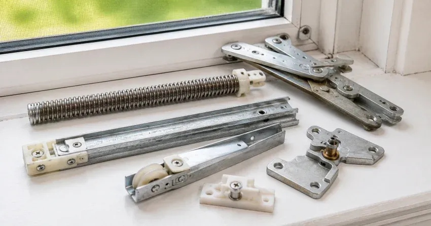 technician adjusting window sash alignment in Delaware home
