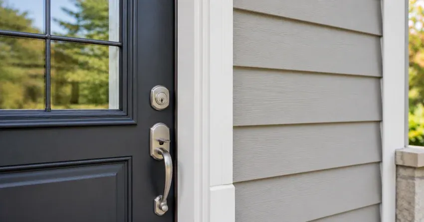 technician removing damaged brickmould from exterior door frame in Delaware